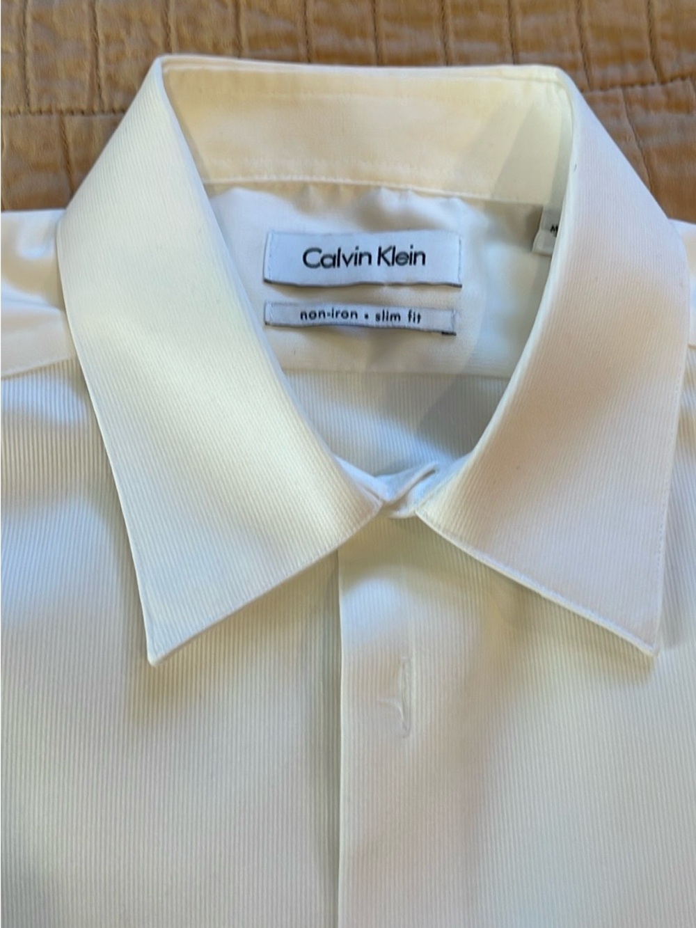Calvin Klein Men's White Slim Fit Dress Shirt
